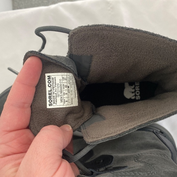 Men's SOREL Explorer Boot Sz 9 Black/Dark Gray - EUC - Picture 7 of 7